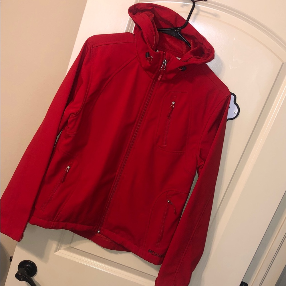 Red Hooded Softshell Jacket - Womans